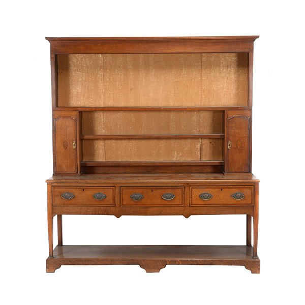 Oak Inlaid Welsh Dresser Deux Corps: Oak Inlaid Welsh Dresser Deux Corps {Dimensions 80 x 72 1/2 x 18 inches}