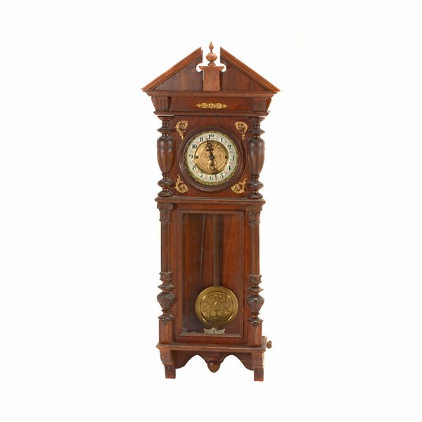 Art Nouveau Regulator Wall Clock with Repousse Brass (1 of 8)