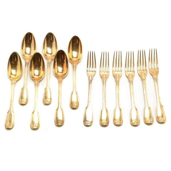 Suite of Twelve German Silver Dinner Forks and Spoons (1 of 6)