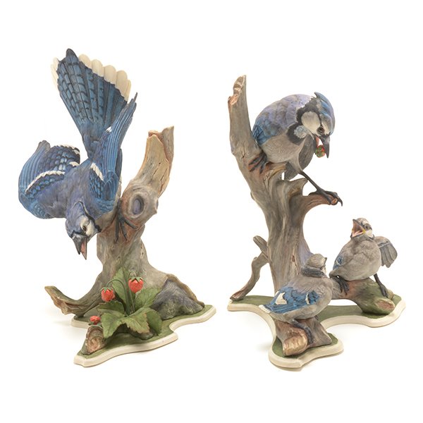 Two Boehm Bisque Figural Groups of Blue Jay Birds with (1 of 10)