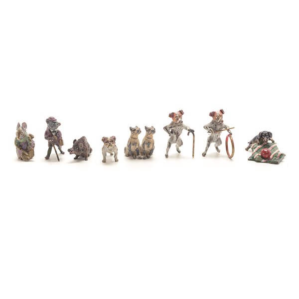 Eight Vienna Miniature Cold Painted Bronze Figural (1 of 9)