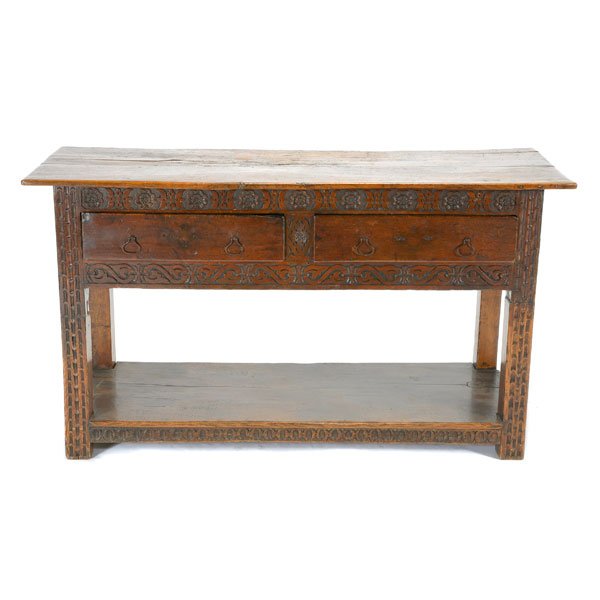 Spanish Baroque Iron Mounted Walnut Library Table (1 of 5)