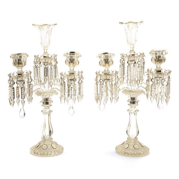 Pair of Baccarat Crystal Three Light Candelabra with (1 of 4)