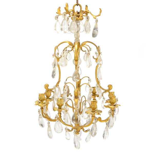 Louis XVI Rock Crystal Gilt Bronze Chandelier (1 of 5)
