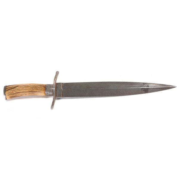 Bowie Style Knife by Marek: Bowie Style Knife by Marek, with 11 1/2 Inch Spear Point Blade and Bone Handle {Total length 16 1/2 inches}