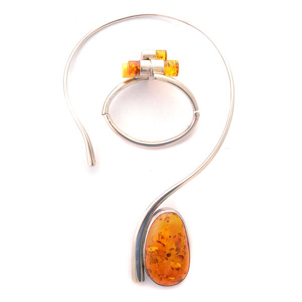 Amber, Sterling Silver Jewelry Suite. (1 of 5)