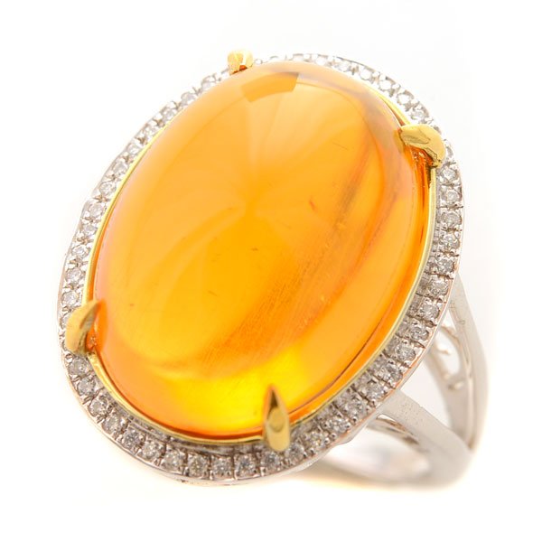 Citrine, Diamond, 14k White Gold Ring. (1 of 4)
