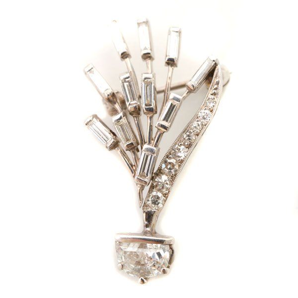 Diamond, 14k White Gold Brooch. (1 of 4)