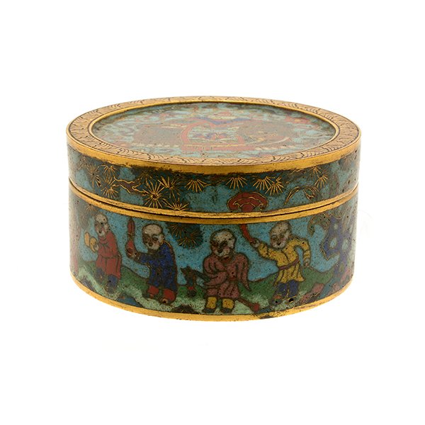 A Cloisonn Enamel Circular Box and Cover, 19th C. (1 of 8)