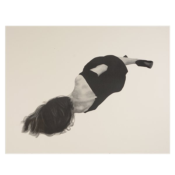 ROBERT LONGO "Reclining Woman" Offset Lithograph: ROBERT LONGO (American b. 1953) "Reclining Woman" Offset lithograph poster. Sight: 31 x 39 1/4 inches; Frame: 40 1/4 x 47 1/2 inches. Purchased from the Anderson O'Brien gallery, label verso.