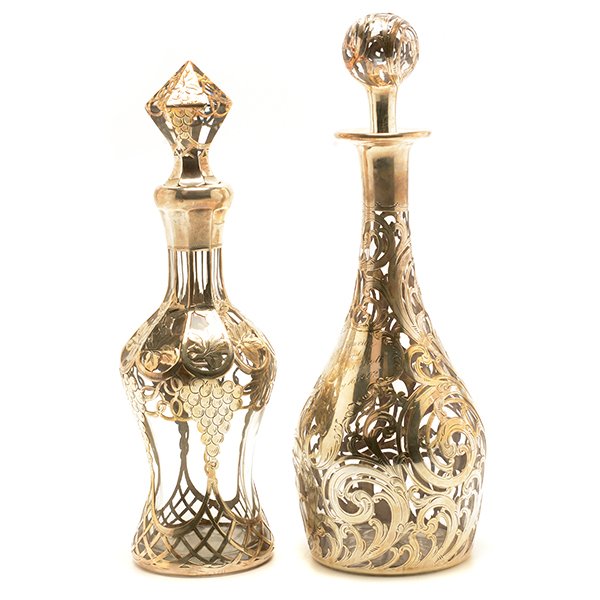 Two Art Nouveau Alvin Sterling Silver Overlay Glass (1 of 10)