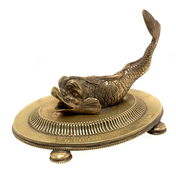 Silver Plated Salt Fashioned as a Dolphin with Hebrew (1 of 10)