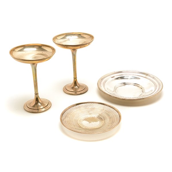 Two American Sterling Plates and a Pair of Compotes (1 of 10)