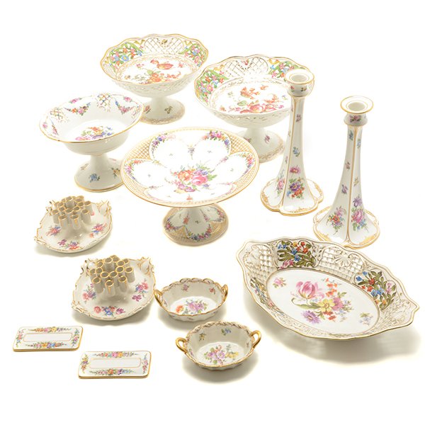 Collection of German Floral Decorated Porcelain Serving (1 of 10)