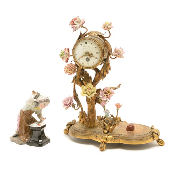 French Porcelain Floral Encrusted Gilt Bronze Mantle (1 of 10)