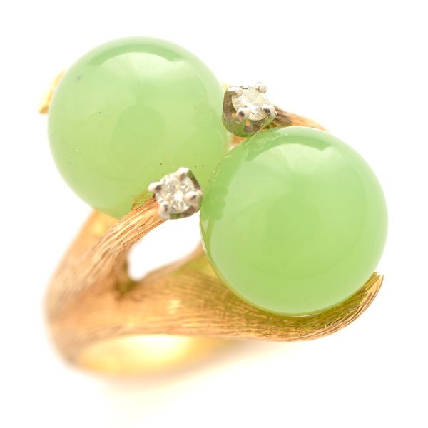 Jade, Diamond, 14k Yellow Gold Ring. (1 of 4)