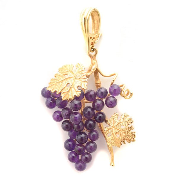 Amethyst, 14k Yellow Gold Grape Cluster Pendant (1 of 4)