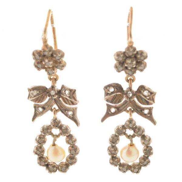 Pair of Victorian Cultured Pearl, Diamond, (1 of 4)