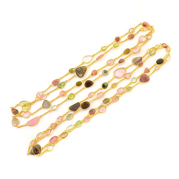 Collection of Two Tourmaline, Vermeil Necklaces. (1 of 3)