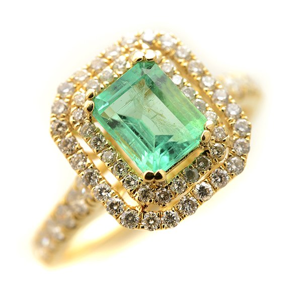 Emerald, Diamond, 14k Yellow Gold Ring. (1 of 4)