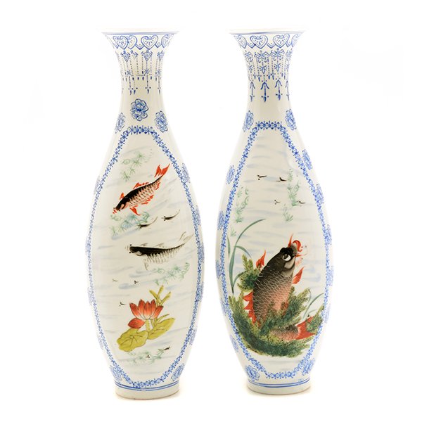 A Pair of Enameled Eggshell Porcelain Vases, 20th (1 of 8)