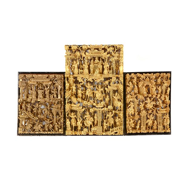 Three Carved Wood and Gilt-Painted Wall Panels (1 of 10)
