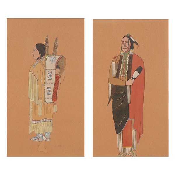 Monroe Tsatoke "Indian with Baby" and "Standing Indian" (1 of 10)