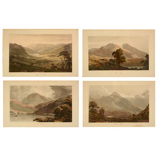 George Fennel Robson Four scenes from "The Grampian: GEORGE FENNEL ROBSON (British 1788-1833) Four scenes from "The Grampian Mountains" Stipple engraving. Each measure; sight: 11 1/8 x 18 1/4 inches; Frame: 19 3/8 x 25 3/4 inches. Each is titled on the
