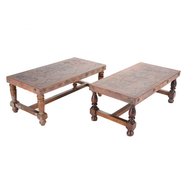 Pair of Spanish Colonial Style Peruvian Benches with (1 of 4)