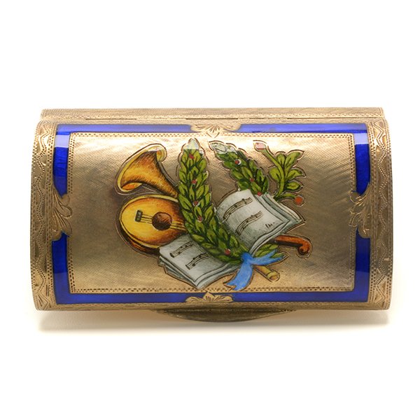 Italian 800 Silver Gilt Washed Enameled Box (1 of 8)