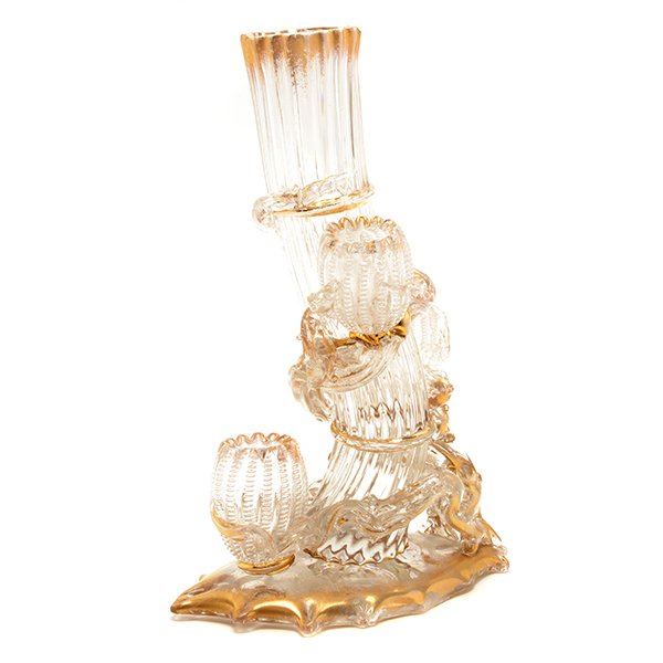 Stevens and Williams Bamboo Form Gilt Glass Vase (1 of 9)