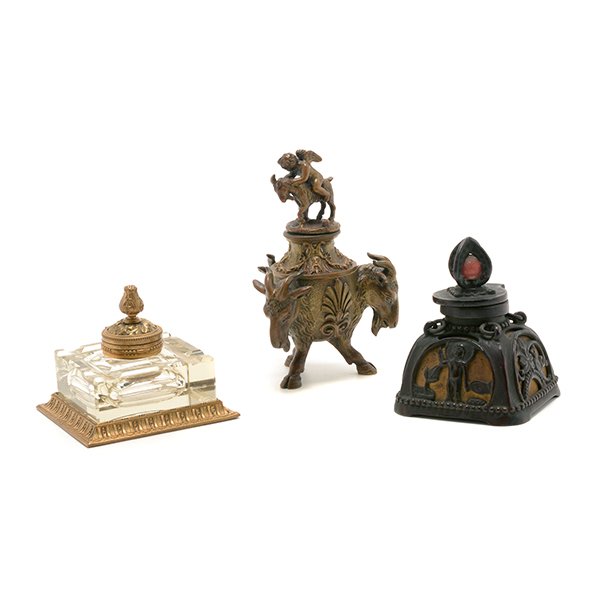 Collection of Three Bronze Inkwells (1 of 10)