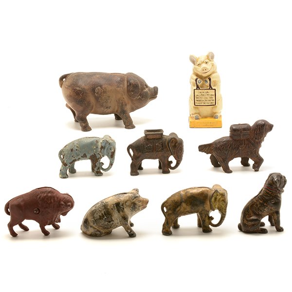 Collection of Nine Vintage Cast Iron Banks (1 of 10)