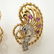Pair of Retro Diamond, Ruby, 14k Yellow Gold, - 2
