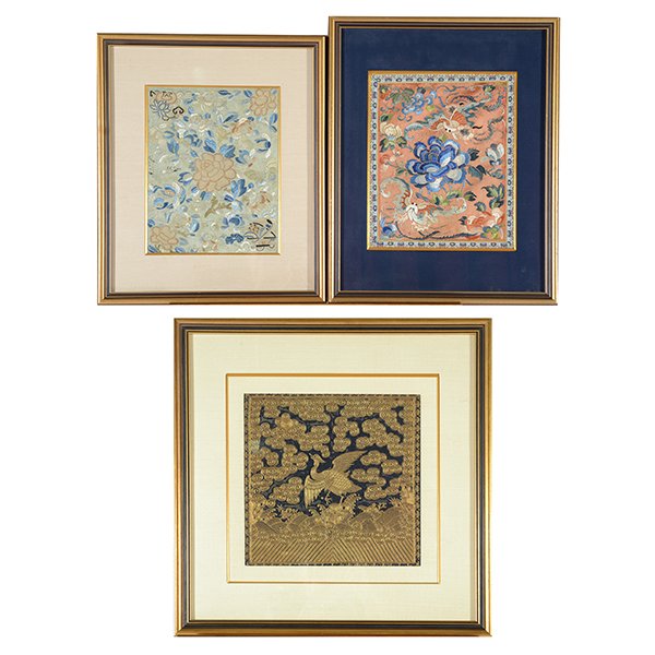 Three Chinese Embroidered Textiles, 19th Century (1 of 7)