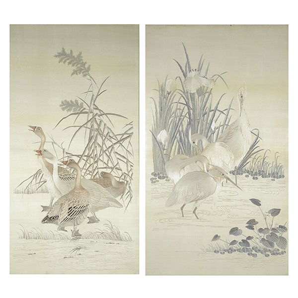 Two Japanese Embroidered Wall Panels, Early 20th (1 of 7)