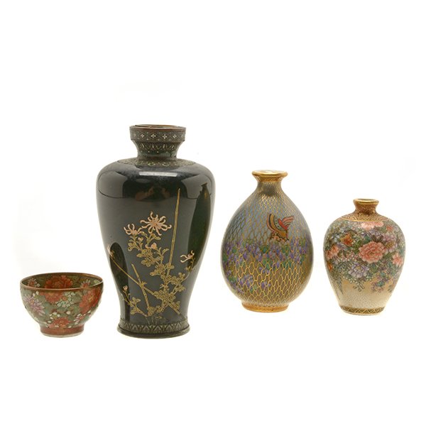 Four Japanese Miniature Enameled Vessels, Meiji Period (1 of 10)