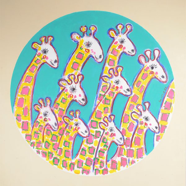 Wayne Ensrud "Giraffe Family" oil on canvas (1 of 5)