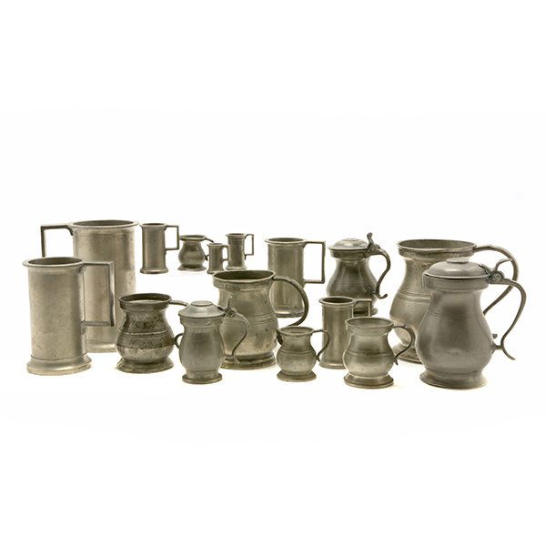 Collection of Sixteen European or English Pewter Mugs (1 of 10)