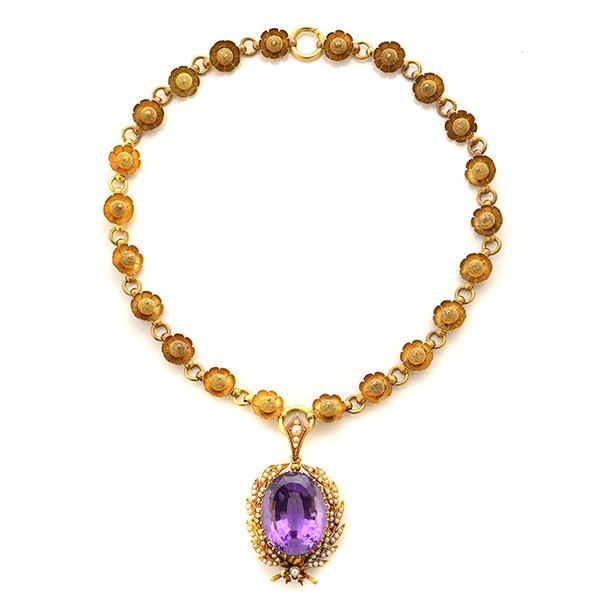 Victorian Amethyst, Seed Pearl, 15k Yellow Gold (1 of 9)