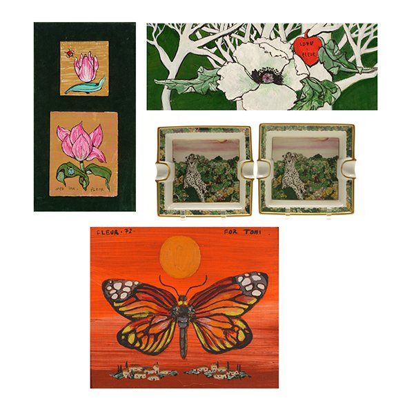 Fleur Cowles 3 acrylic on board and two limoges plates (1 of 10)