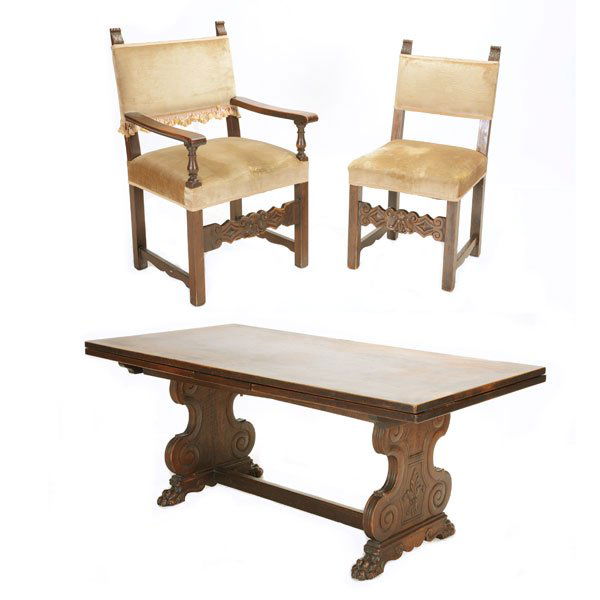 Renaissance Revival Dining Table with Eight Chairs (1 of 10)
