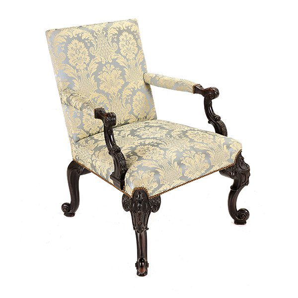 English Upholstered Mahogany Library Chair (1 of 5)