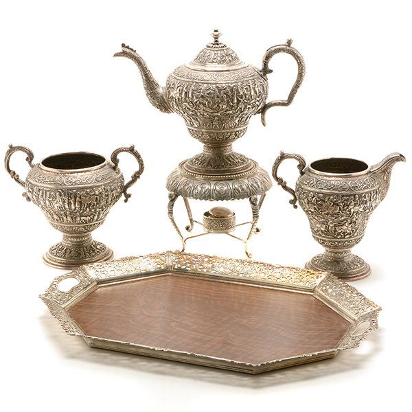 Persian Silver Tea Service with a Dutch Silver Tray (1 of 10)