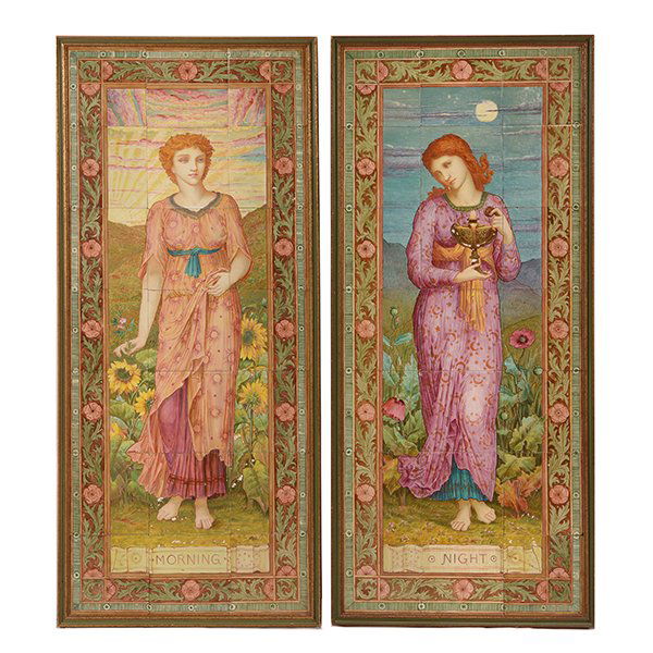 Pair of Aesthetic Movement Faience Tile Pictures of (1 of 10)