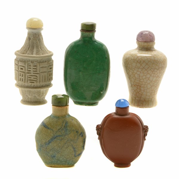 Five Ceramic Snuff Bottles, 19th Century (1 of 10)
