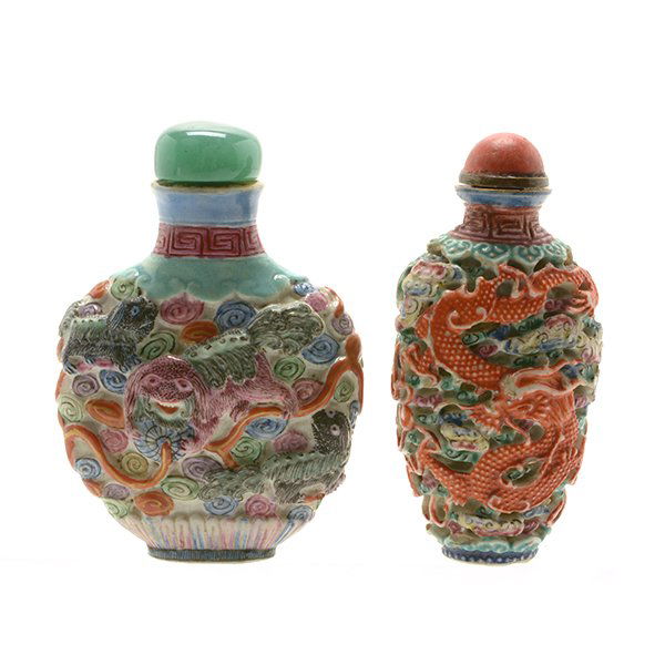 Two Famille Rose Mold Decorated Snuff Bottles, 19th (1 of 10)