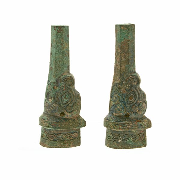 A Pair of Bronze Fittings, Warring States Period (1 of 7)