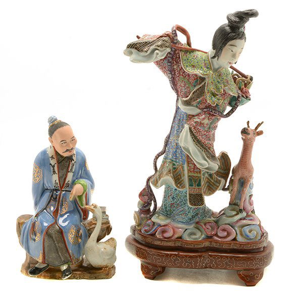 Two Polychrome Enameled Porcelain Figural Groups, (1 of 10)