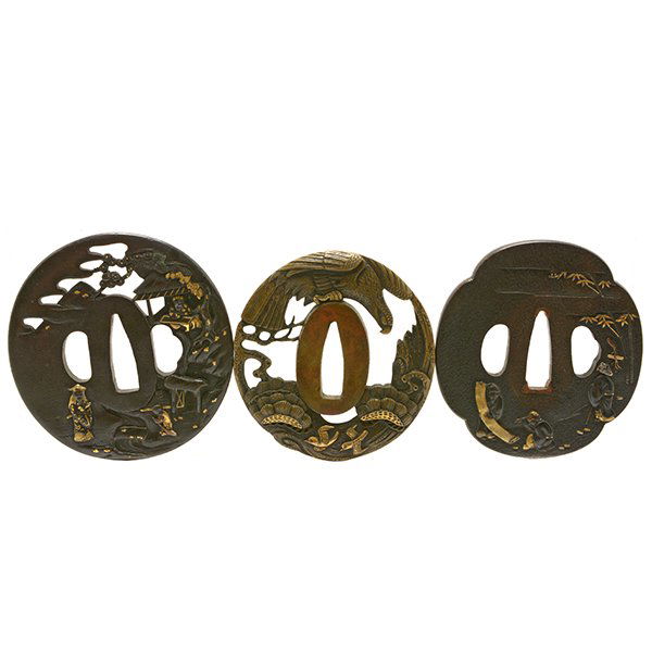Three Shakudo Bronze Tsuba, 18th/19th Century (1 of 10)